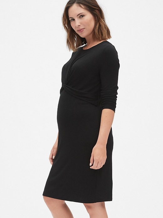 View large product image 1 of 1. Long Sleeve Twist-Front Sweater Dress