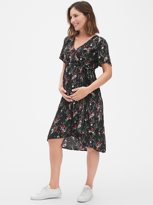 Image number 3 showing, Maternity Floral Print Faux-Wrap Dress