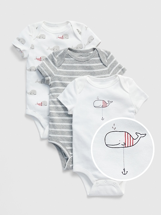 Image number 1 showing, Baby Whale Short Sleeve Bodysuit (3-Pack)