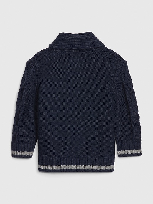 2 of 8 showing, with the color dark night of product Baby Cable-Knit Shawl Cardi Sweater