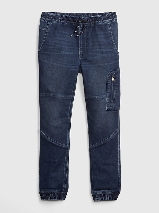 1 of 8 showing, with the color dark wash of product Kids Denim Joggers with Stretch
