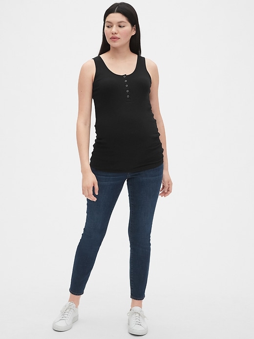 Image number 3 showing, Maternity Ribbed Henley Tank Top