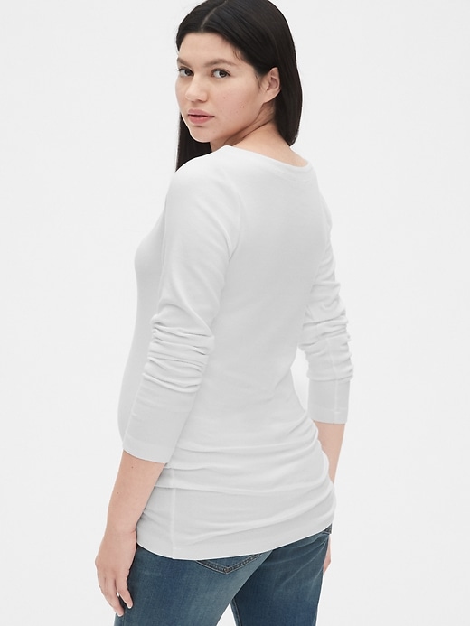2 of 8 showing, with the color optic white of product Maternity Modern Boatneck T-Shirt