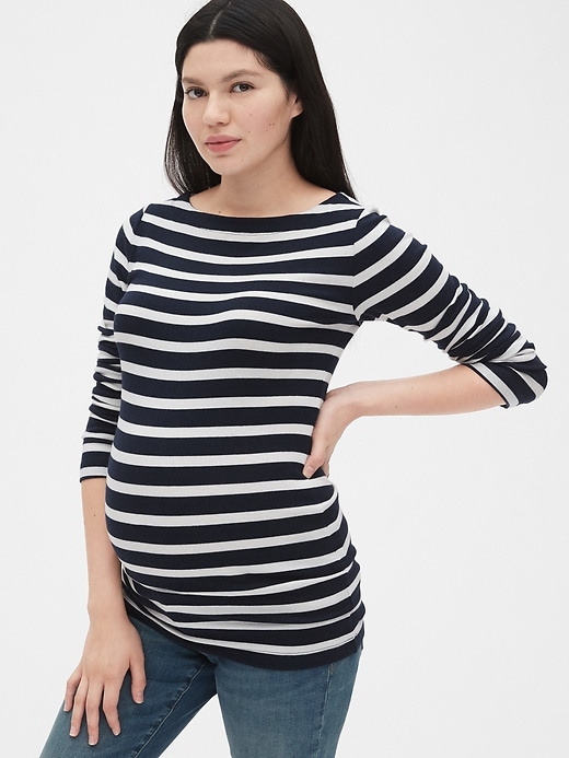 Image number 7 showing, Maternity Modern Stripe Boatneck T-Shirt