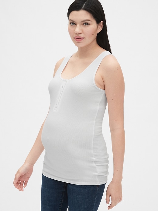 View large product image 1 of 1. Maternity Ribbed Henley Tank Top
