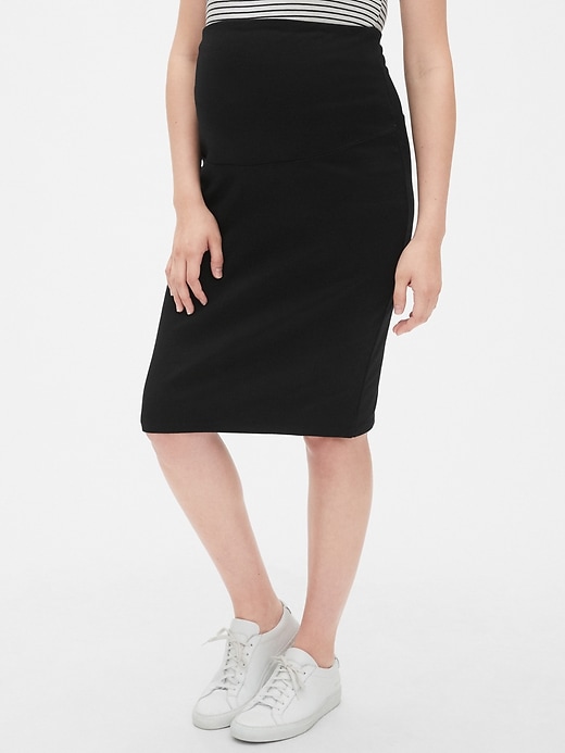 1 of 8 showing, with the color True Black of product Maternity Full Panel Pencil Skirt