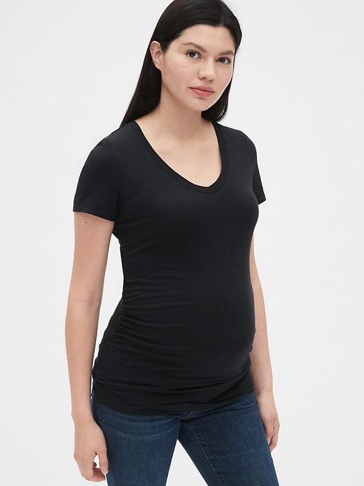 1 of 8 showing, with the color navy of product Maternity Pure Body V-Neck T-Shirt