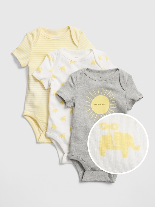 Image number 1 showing, Baby Sun Elephant Bodysuit (3-Pack)