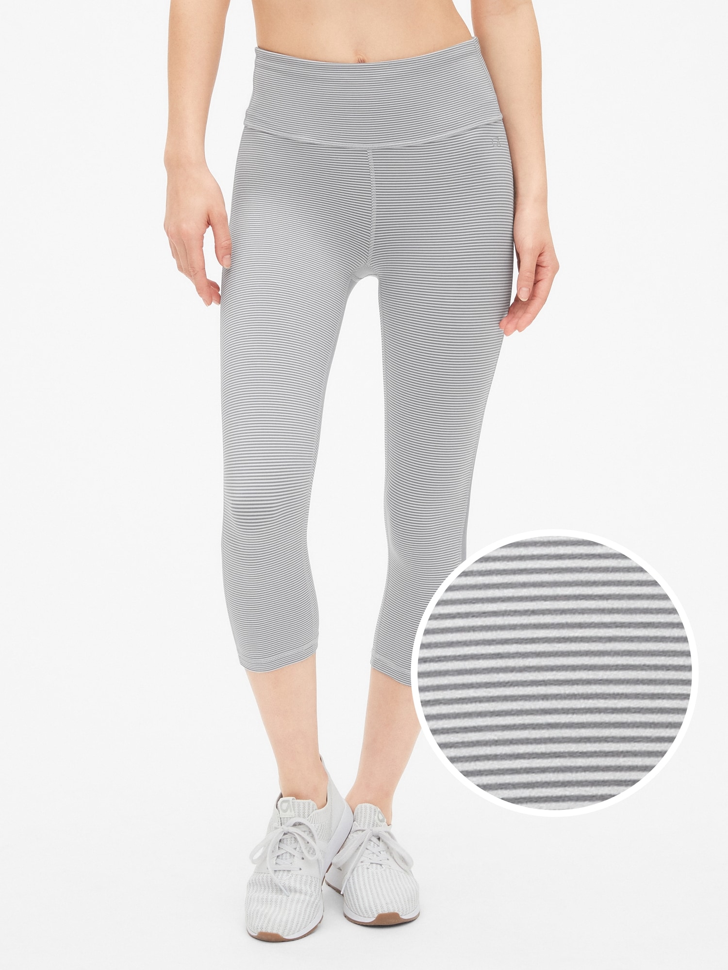 GapFit High Rise Stripe Capris in Eclipse Gap