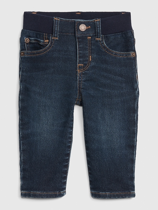 1 of 8 showing, with the color dark wash of product Baby Knit-Denim Straight Jeans