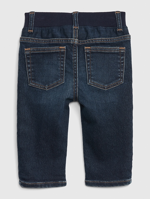 2 of 8 showing, with the color dark wash of product Baby Knit-Denim Straight Jeans