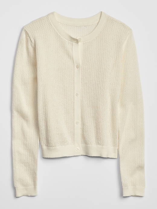 1 of 8 showing, with the color ivory frost of product Kids Pointelle Cardigan Sweater