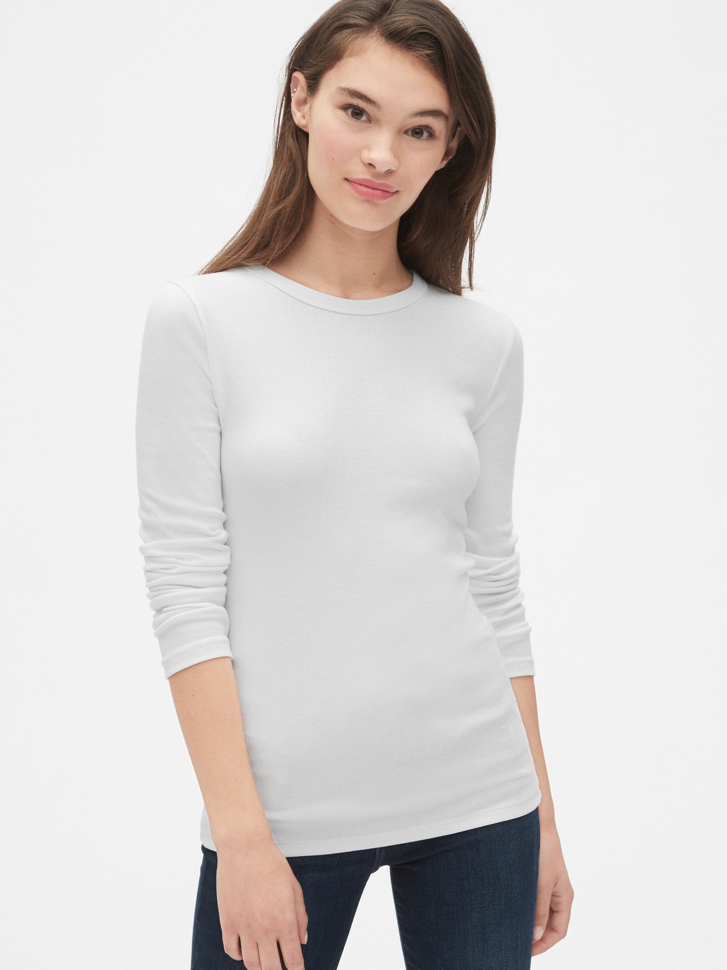 Modern Long Sleeve Crewneck T Shirt Gap