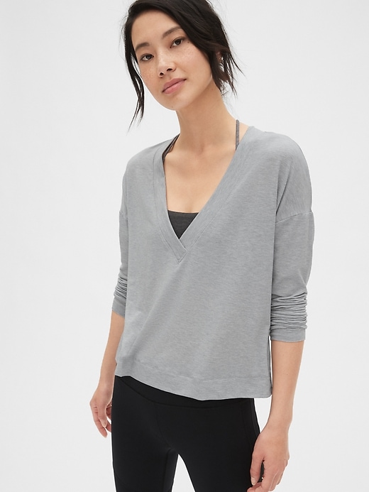 View large product image 1 of 1. GapFit Breathe Deep V-Neck Pullover Top