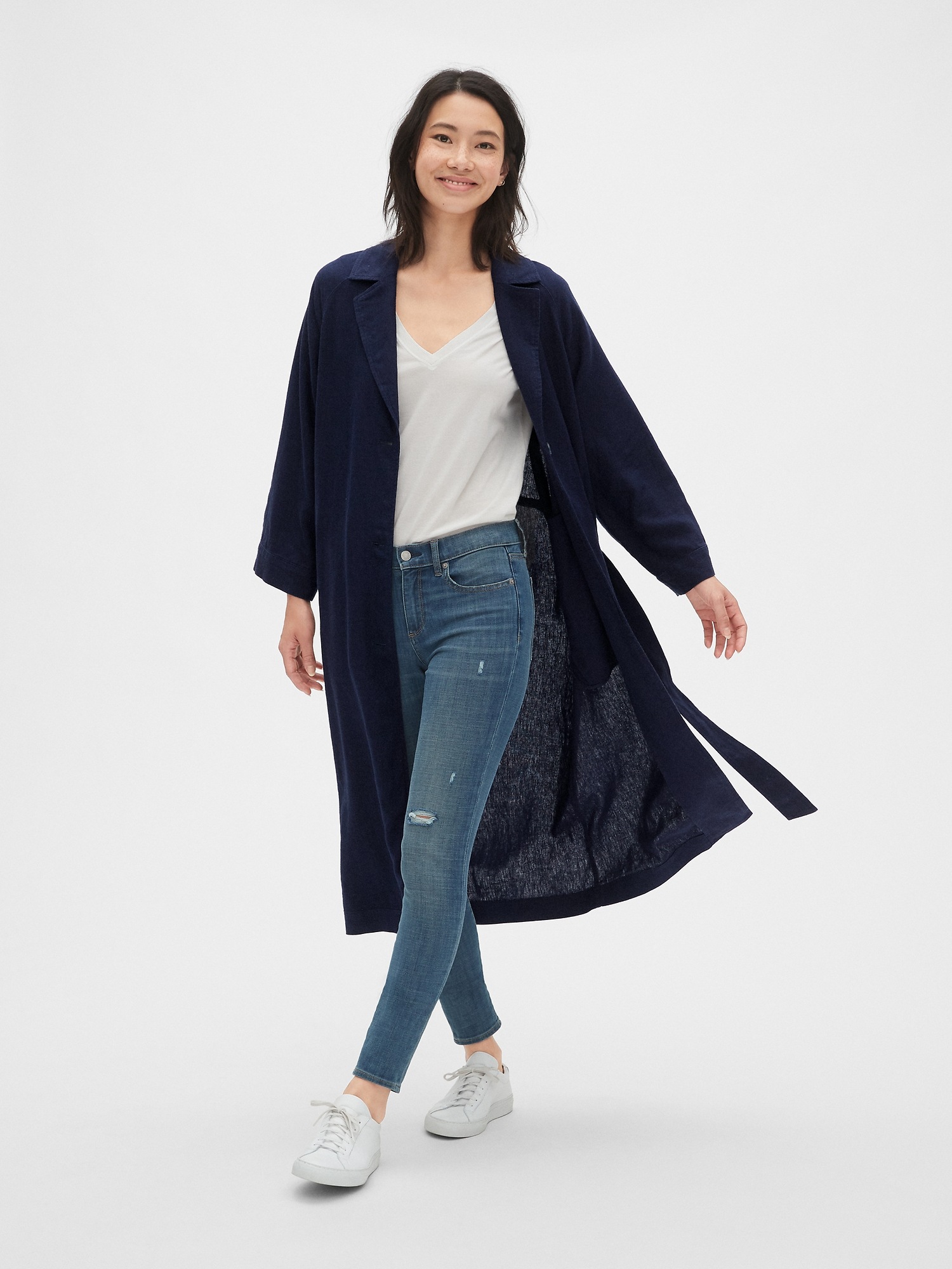 Navy Longline Jacket Womens