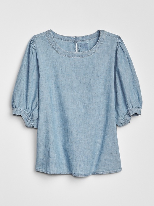 Image number 6 showing, Chambray Puff Sleeve Top