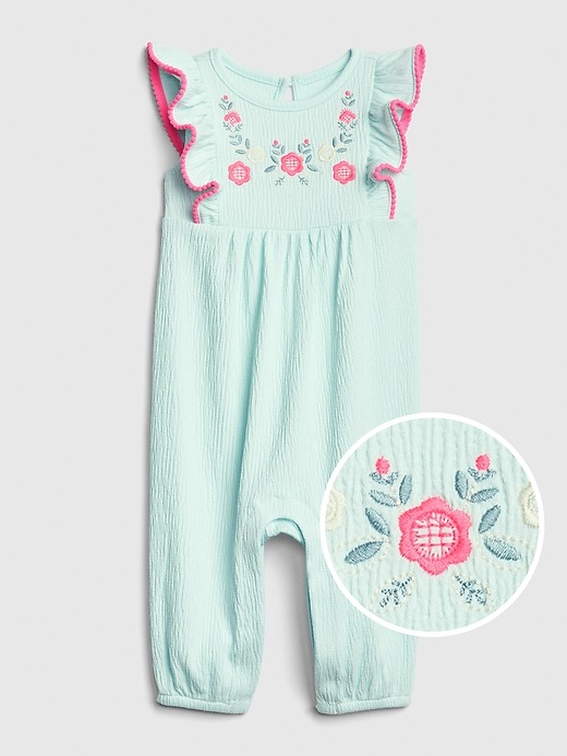 Image number 1 showing, Baby Embroidered Flutter One-Piece