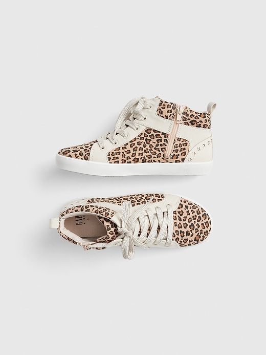 Image number 2 showing, Kids Leopard Hi-Top Sneakers