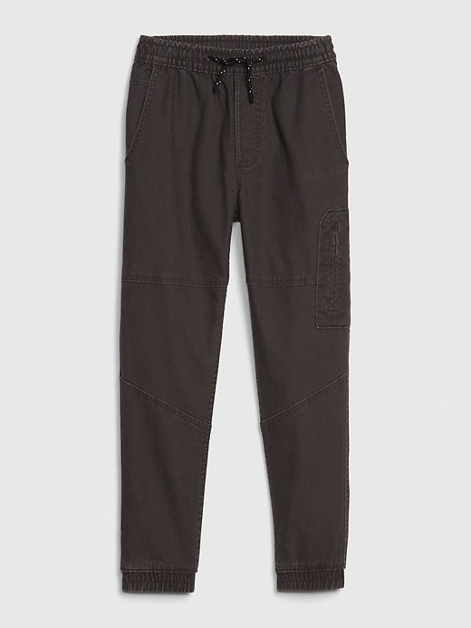 1 of 8 showing, with the color soft black of product Kids Denim Joggers with Stretch