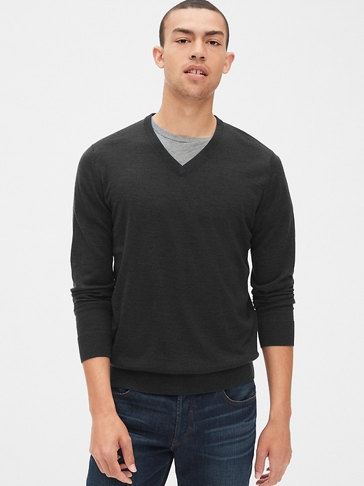 View large product image 1 of 1. V-Neck Sweater in Merino Wool