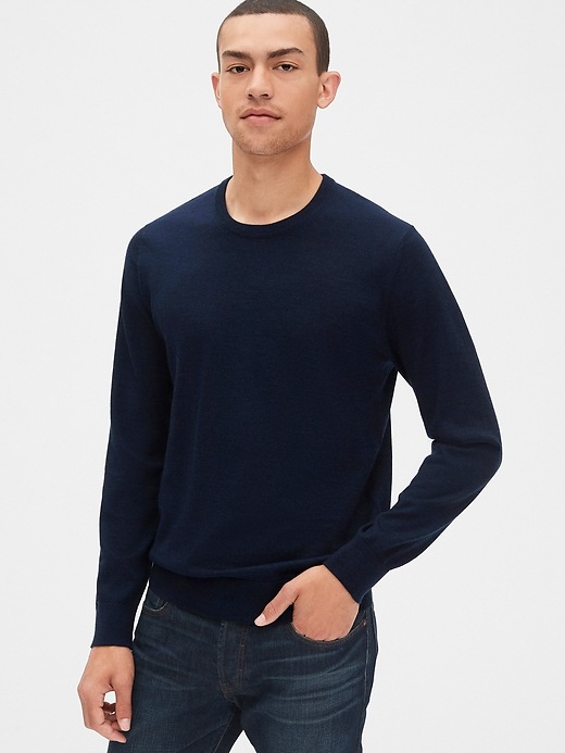 Image number 7 showing, Crewneck Pullover Sweater in Merino Wool