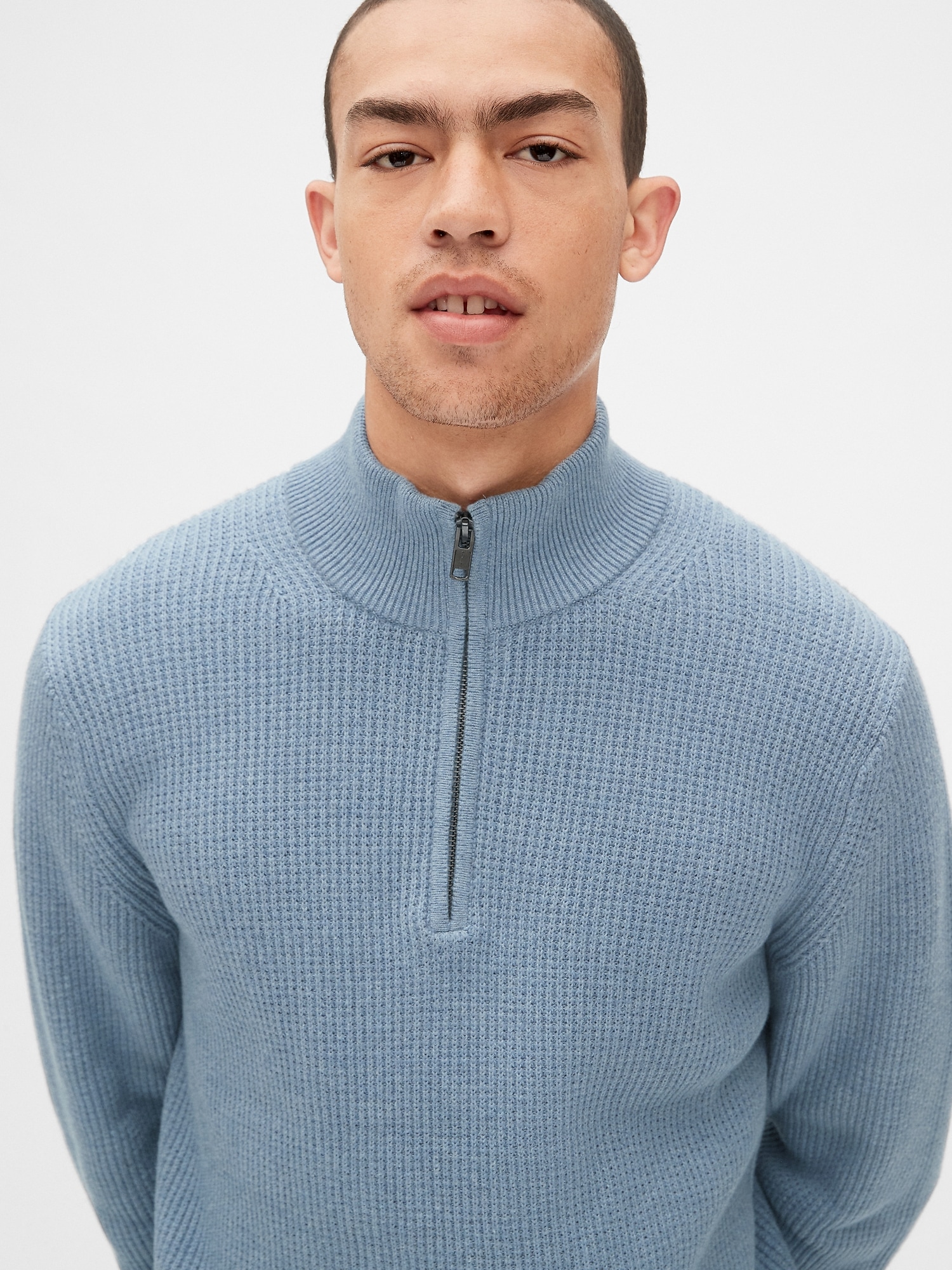 gap waffle mockneck sweater