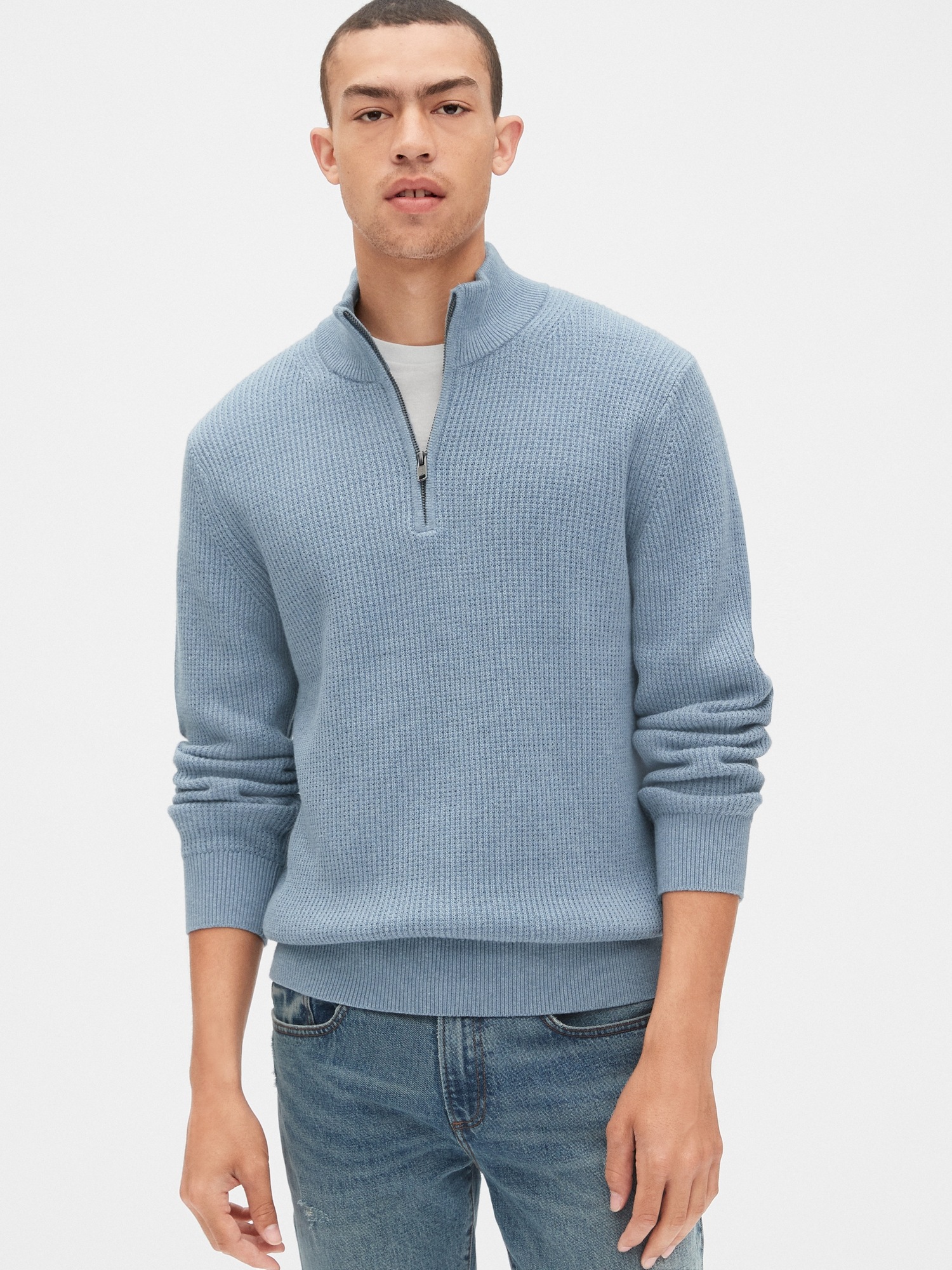gap waffle mockneck sweater