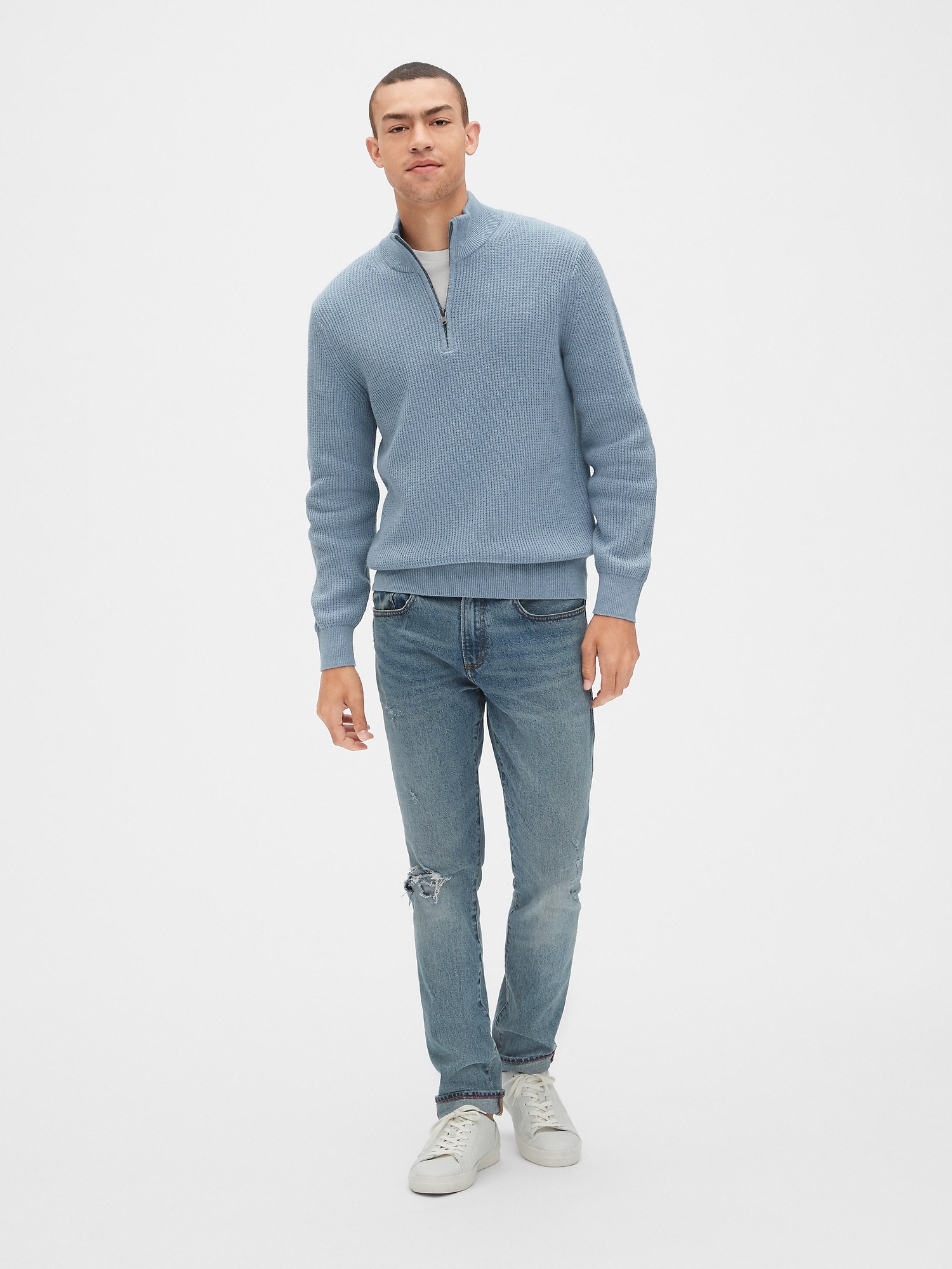 gap waffle mockneck sweater