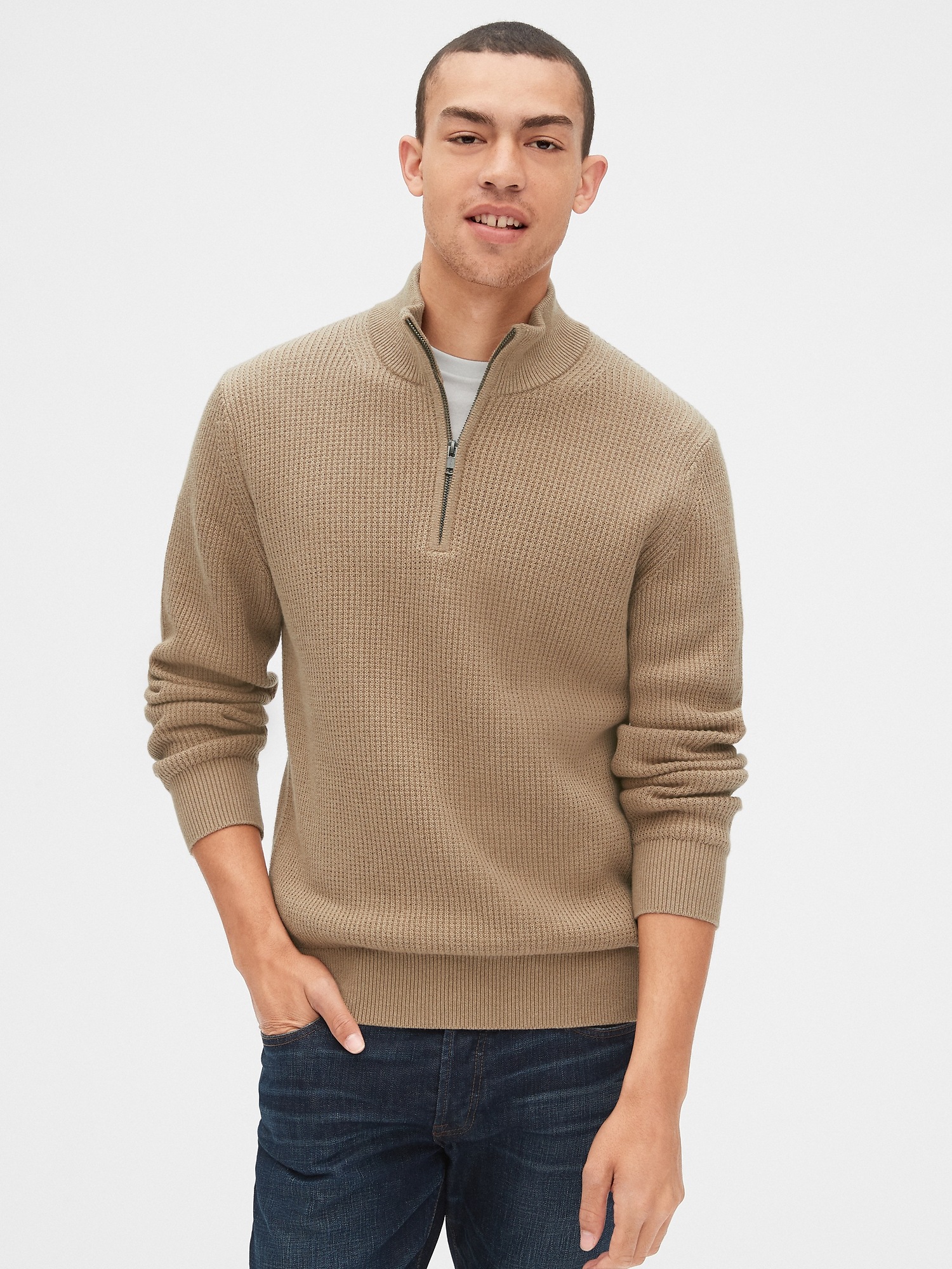 gap waffle mockneck sweater