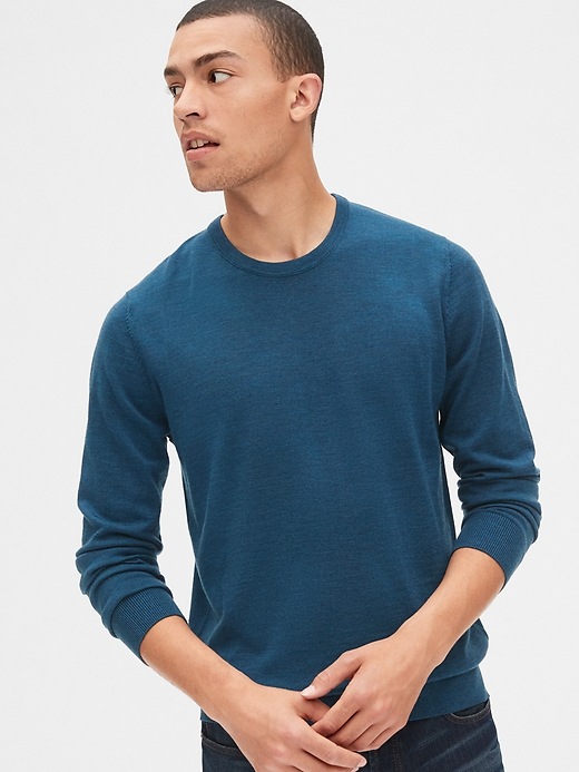 View large product image 1 of 1. Crewneck Pullover Sweater in Merino Wool