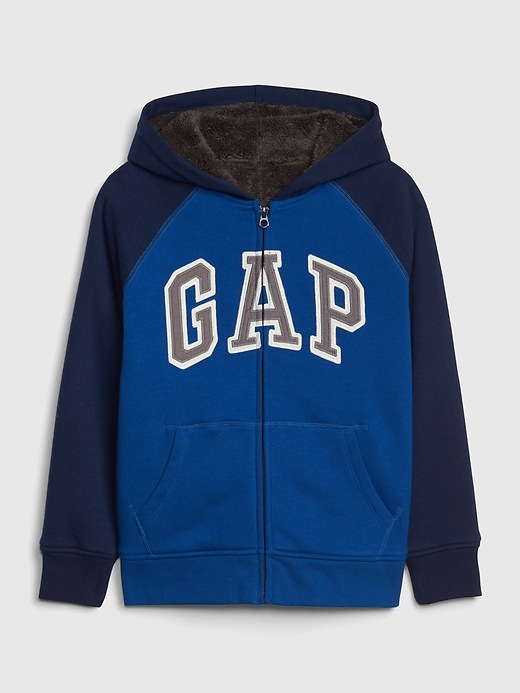 Image number 1 showing, Kids Gap Logo Sherpa-Lined Hoodie Sweatshirt