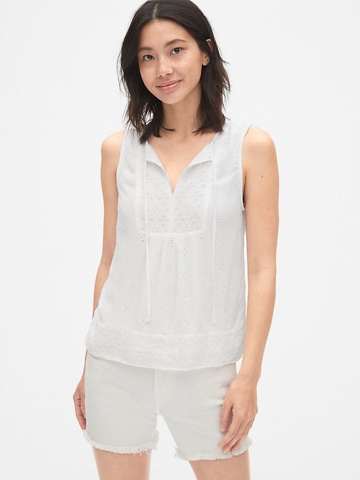 Image number 7 showing, Eyelet Embroidered Crinkle Tank Top
