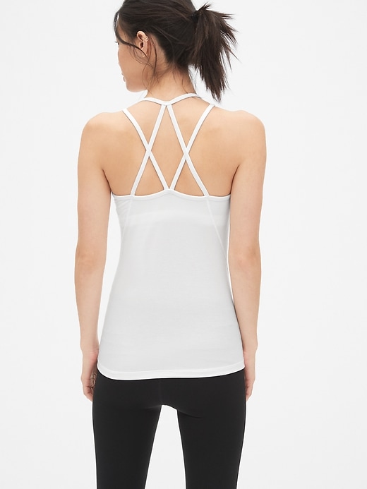 Image number 2 showing, GapFit Breathe Strappy Shelf Tank Top