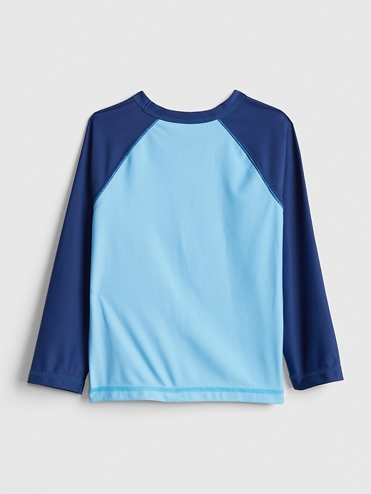 2 of 8 showing, with the color aquarius blue of product Toddler Long Sleeve Rash Guard
