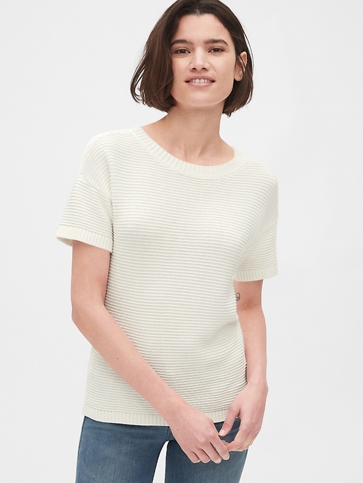 Image number 2 showing, Lace-Up Short Sleeve Crewneck Sweater