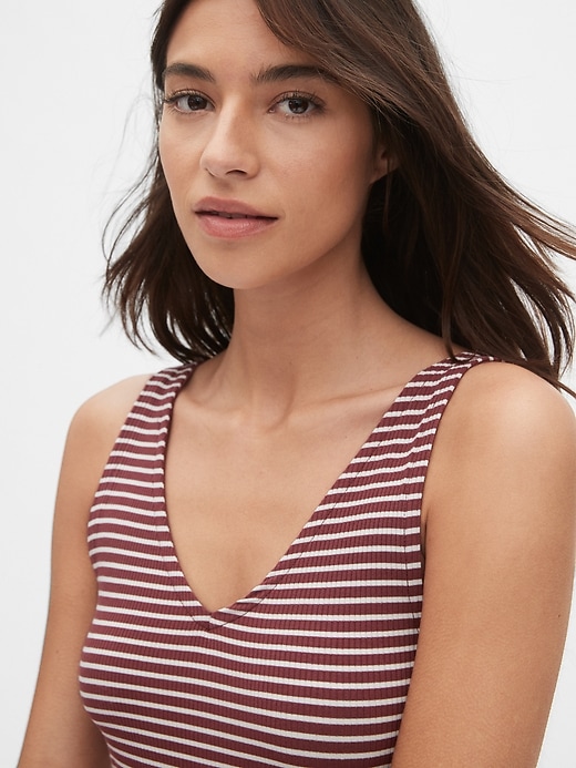 Ribbed Stripe VNeck Tank Top Gap