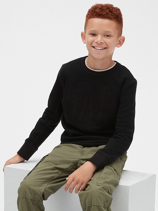 2 of 8 showing, with the color true black of product Kids Gap Logo Crewneck Sweatshirt