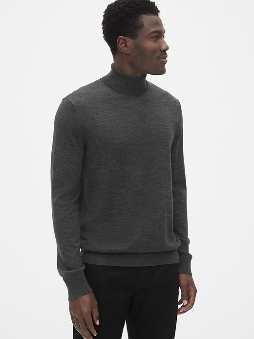 1 of 8 showing, with the color charcoal gray of product Turtleneck Sweater in Merino Wool