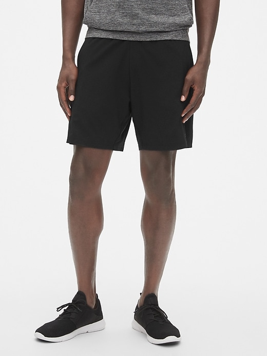 1 of 8 showing, with the color true black of product GapFit 7" Shorts