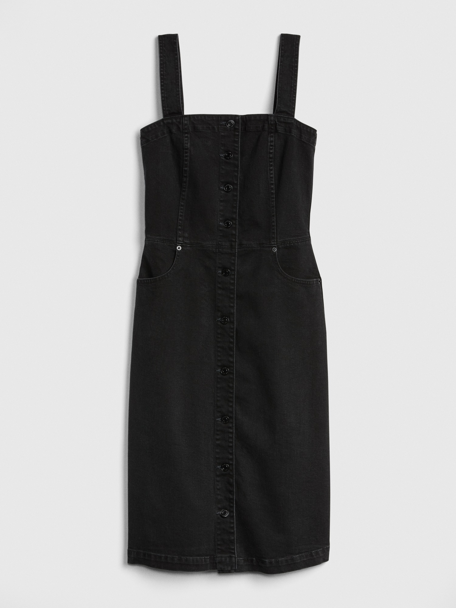 Apron Button Front Denim Dress Gap