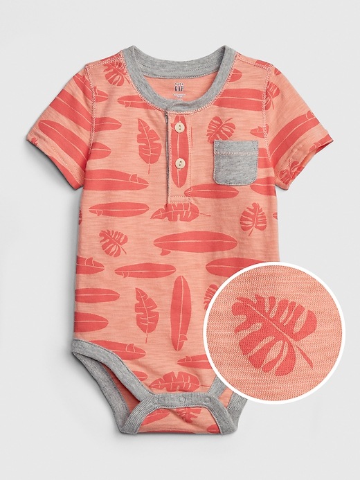 View large product image 1 of 1. Baby Henley Print Bodysuit