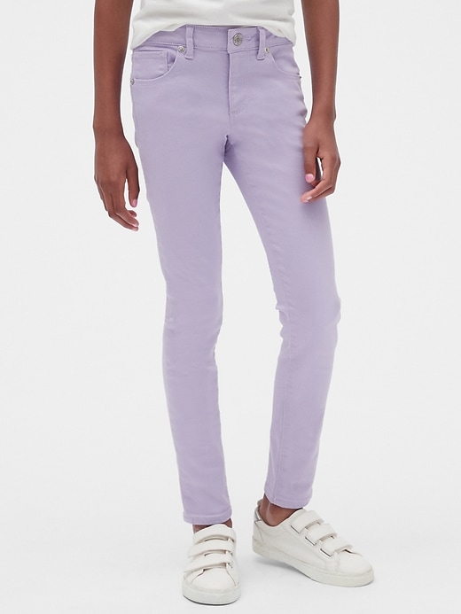 2 of 8 showing, with the color purple denim of product Kids Super Skinny Jeans with Stretch