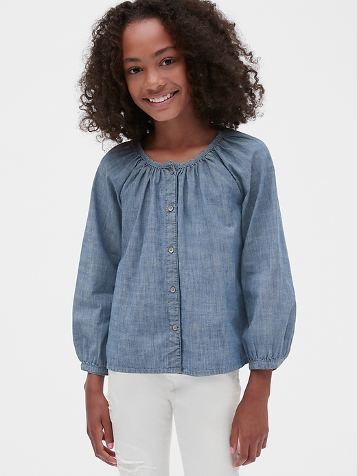 Image number 2 showing, Kids Button-Front Denim Top
