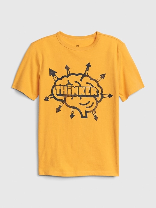 1 of 8 showing, with the color yellow of product Kids Graphic Short Sleeve T-Shirt