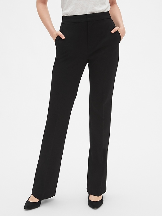 1 of 8 showing, with the color true black of product High Rise Slim Boot Pants
