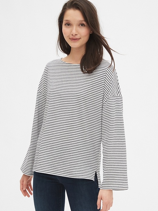 View large product image 1 of 1. Relaxed Stripe Boatneck T-Shirt