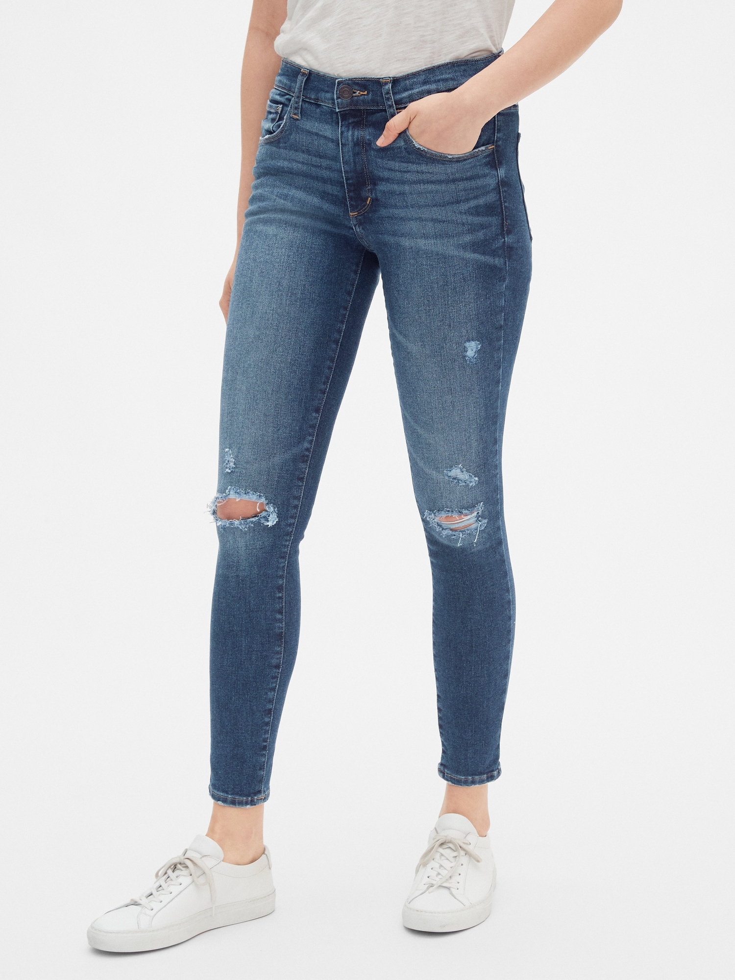 Mid Rise Distressed Favorite Jeggings Gap