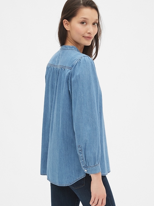 Image number 2 showing, Shirred Denim Popover Shirt