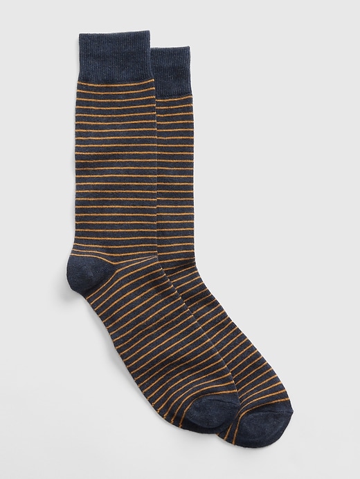 1 of 8 showing, with the color navy blue heather of product Thin stripe crew socks