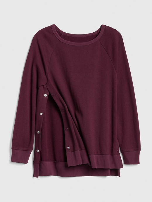 2 of 8 showing, with the color secret plum of product Maternity Side-Snap Nursing Sweatshirt